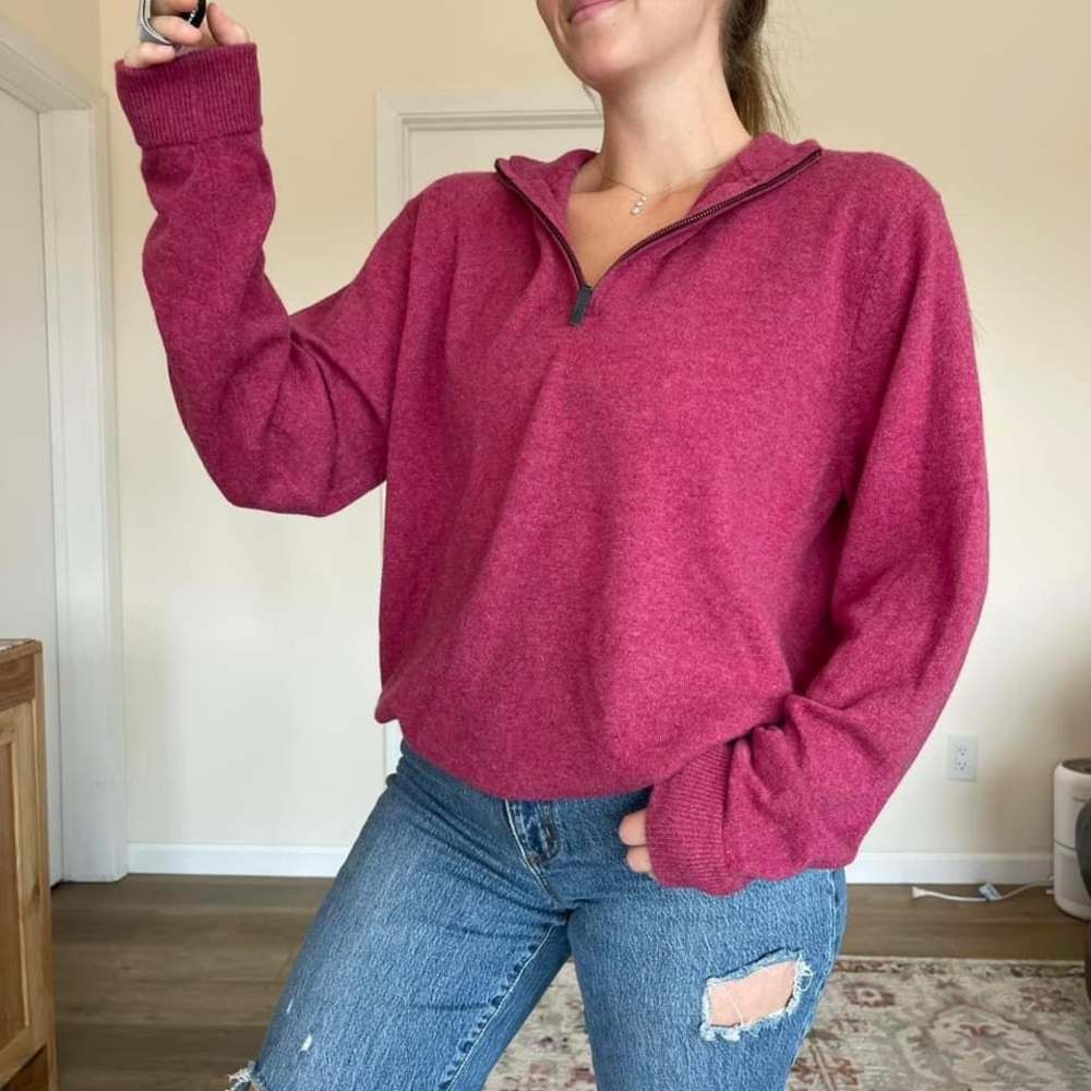 Alashan Pink Cashmere Quartzip Pullover